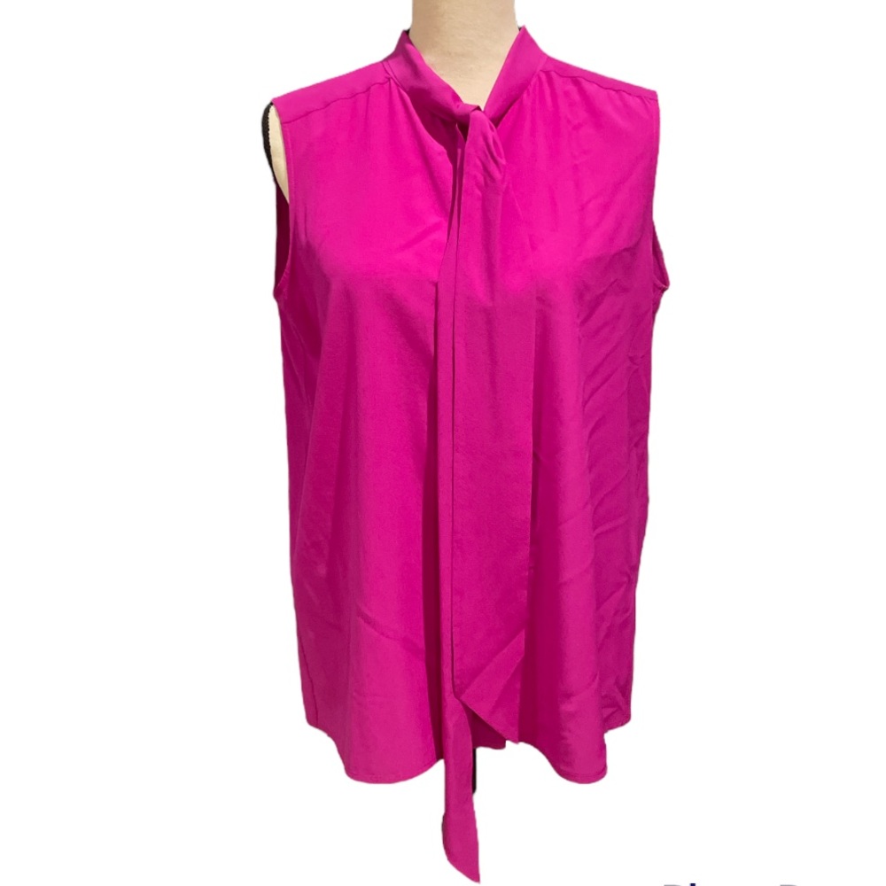 Celine Fuchsia Sleeveless Top w/ Tie Silk Size 40